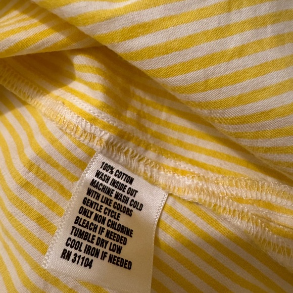 Crown & Ivy Women Yellow Striped Ruffle Neck Sleeveless Blouse Top Size PM NWT - Picture 6 of 6